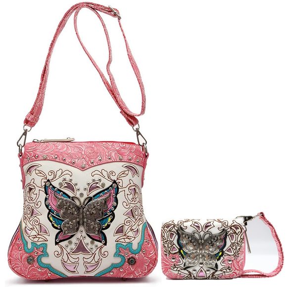 Butterfly Flower Concealed Carry Purse Spring Rhinestone Crossbody :3 - Picture 1 of 7